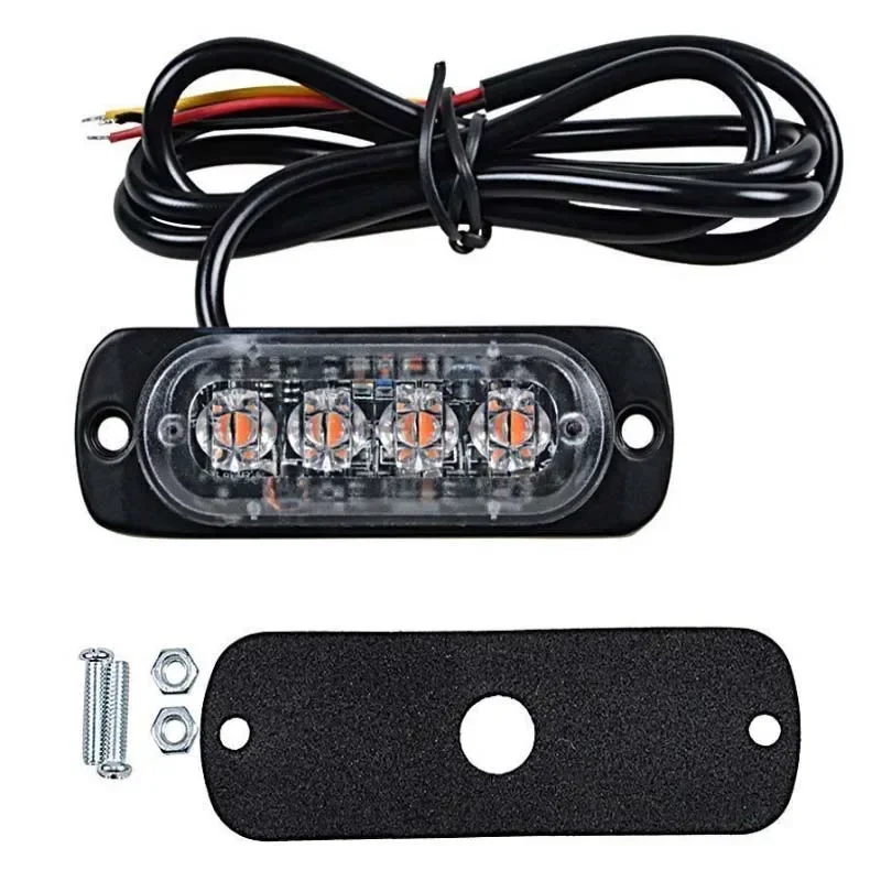 12-24V Car Side Lights 4 LED Lamp Bead Truck Warning Lights Burst Flashing Safety Emergency Working Fog Lights Auto Parts