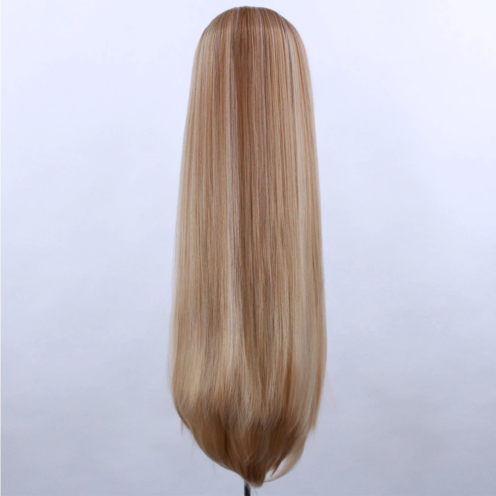 Alta qualidade calor seguro sintético firber peruca dianteira do laço cinza cinza enraizado dourado loira destaques peruca reta wigs10 % cabelo humano