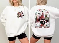 Sudadera navideña para pareja de Mickey Minnie, sudadera del Castillo de Disneyland para fiesta de Navidad muy feliz de Mickey