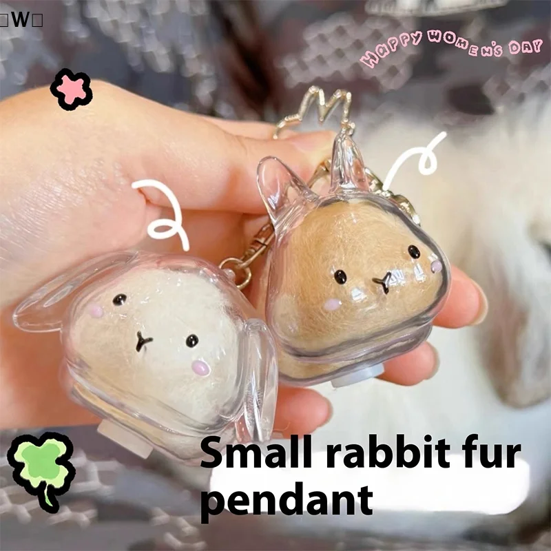 〔W〕Rabbit Hair Storage Box Pendant Keychain Pet Hair Keepsake Box Pet Memorial Collection Box Bag Pendant DIY Decoration Gift