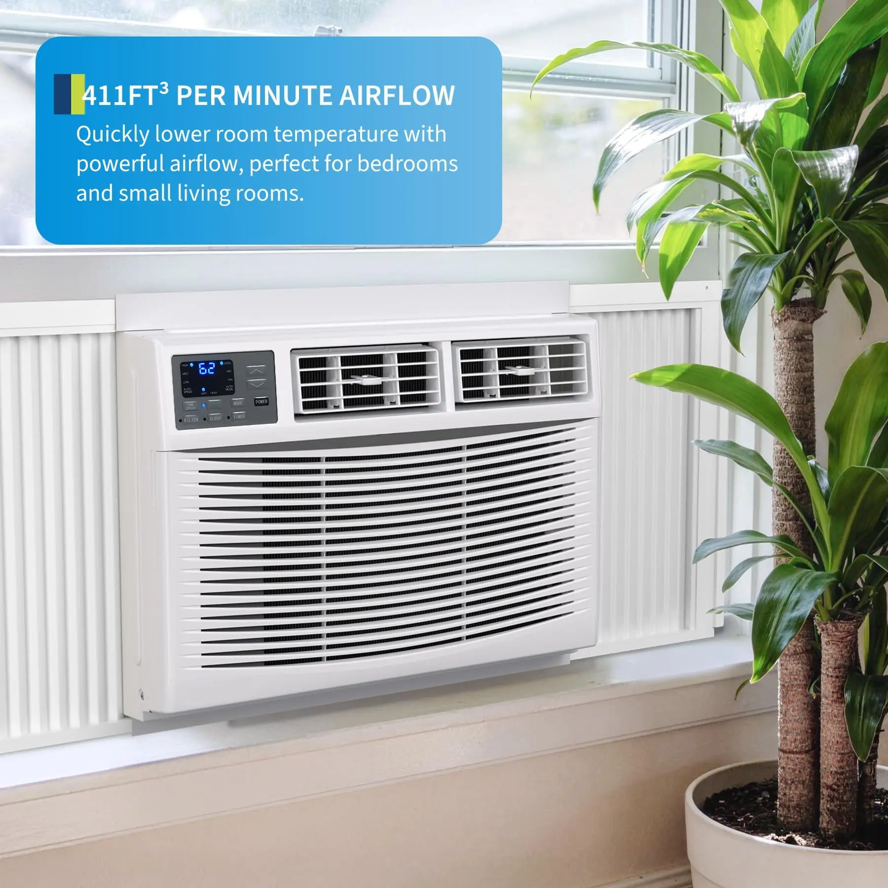 18000 BTU Window Air Conditioner & Heater Combo – APP & Remote Control – Dehumidifier, Fan, Efficient Cooling & Heating for Rooms Up to 1000 Sq ft – Ideal for Apartment, Living Room, Bedroom