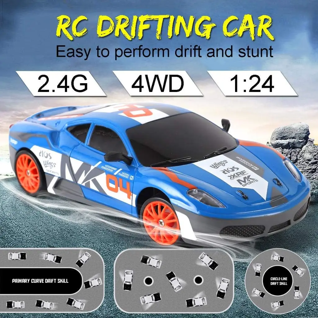 1:24 RC Drifting Car 2.4G 4WD Гоночный автомобиль с дистанционным управлением RC Высокоскоростной гоночный автомобиль для соревнований Игрушечный автомобиль для мальчика в подарок Сменная шина