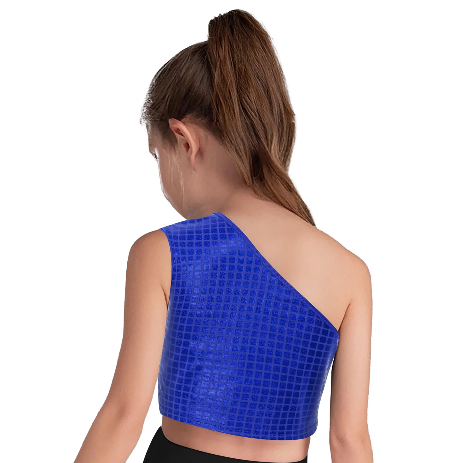 الفتيات واحد الكتف المعدني منقوشة سترة الجاز الهيب هوب شارع الرقص المحاصيل الدبابات القمم لعرض المدرسة التشجيع مرحلة الأداء