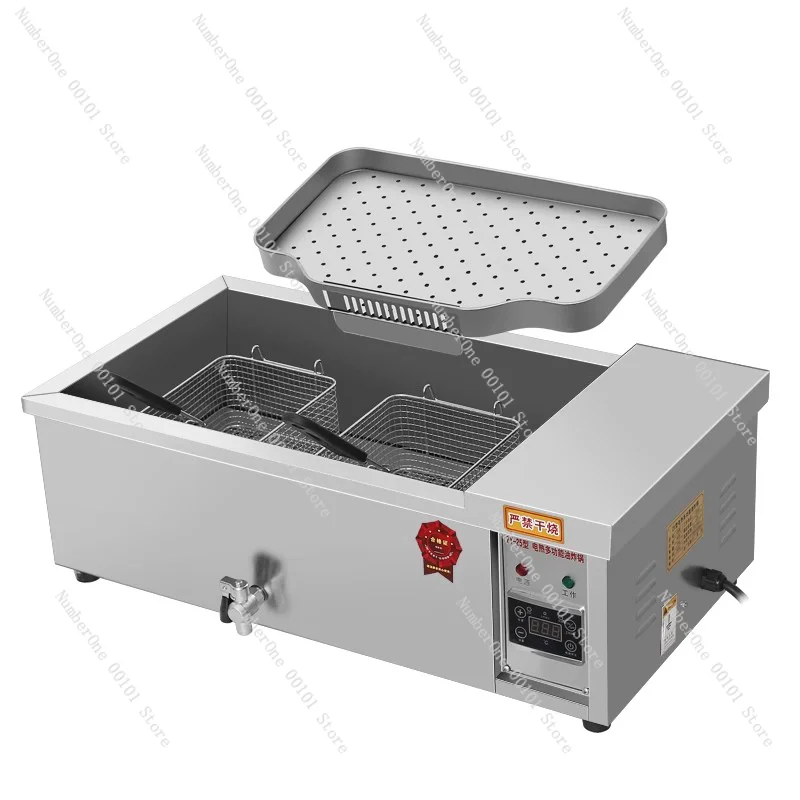 Household Double Cylinder Deep Fryer Electric French Fries Frying Machine 12L/25L Industrial Deep Fryer