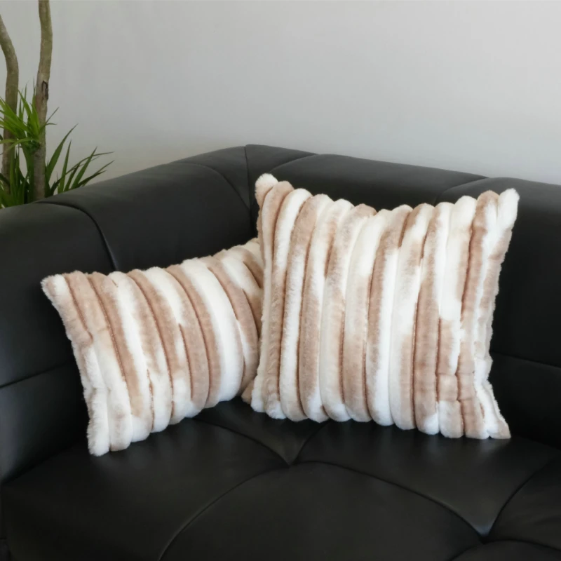 

30x50/45x45CM Plush Throw Pillow Cover Light Luxury Striped Double-sized Waist Cushion Cover Decor Home Decorative Pillowcase