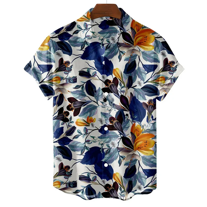 3d Bedrukte Hawaiiaanse Bloemenjurk Blouse Voor Mannen Mode Strandvakantie Street Man Kleding Retro Vintage Harajuku Social Slim Fit