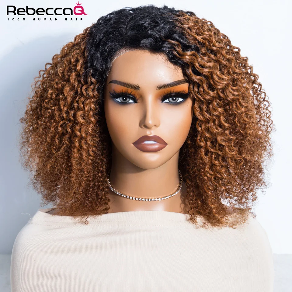 Brown Color Short Curly Bob Wig Human Hair Glueless Wigs 6x6x1 Lace Front Layered Cut Wig Bob Short Wigs Minimalism 250% Density