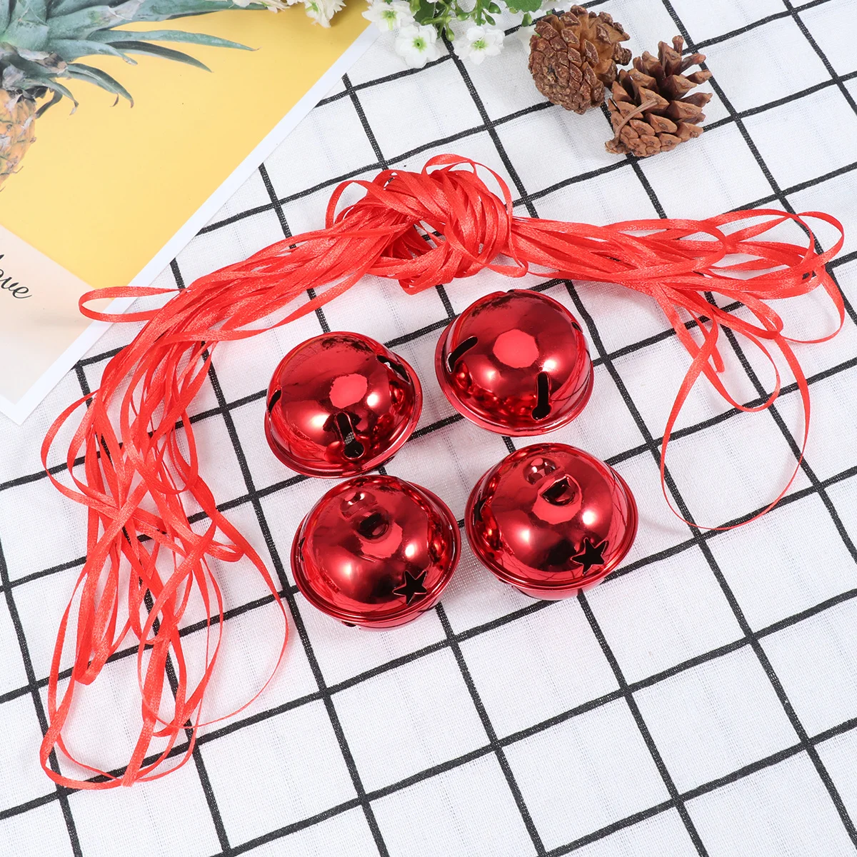 

21Pcs Bell Accessories Set 4cm Golden Jingle Bells 10m Ribbon Christmas Tree Decorations Handmade DIY Craft Supplies for Festive