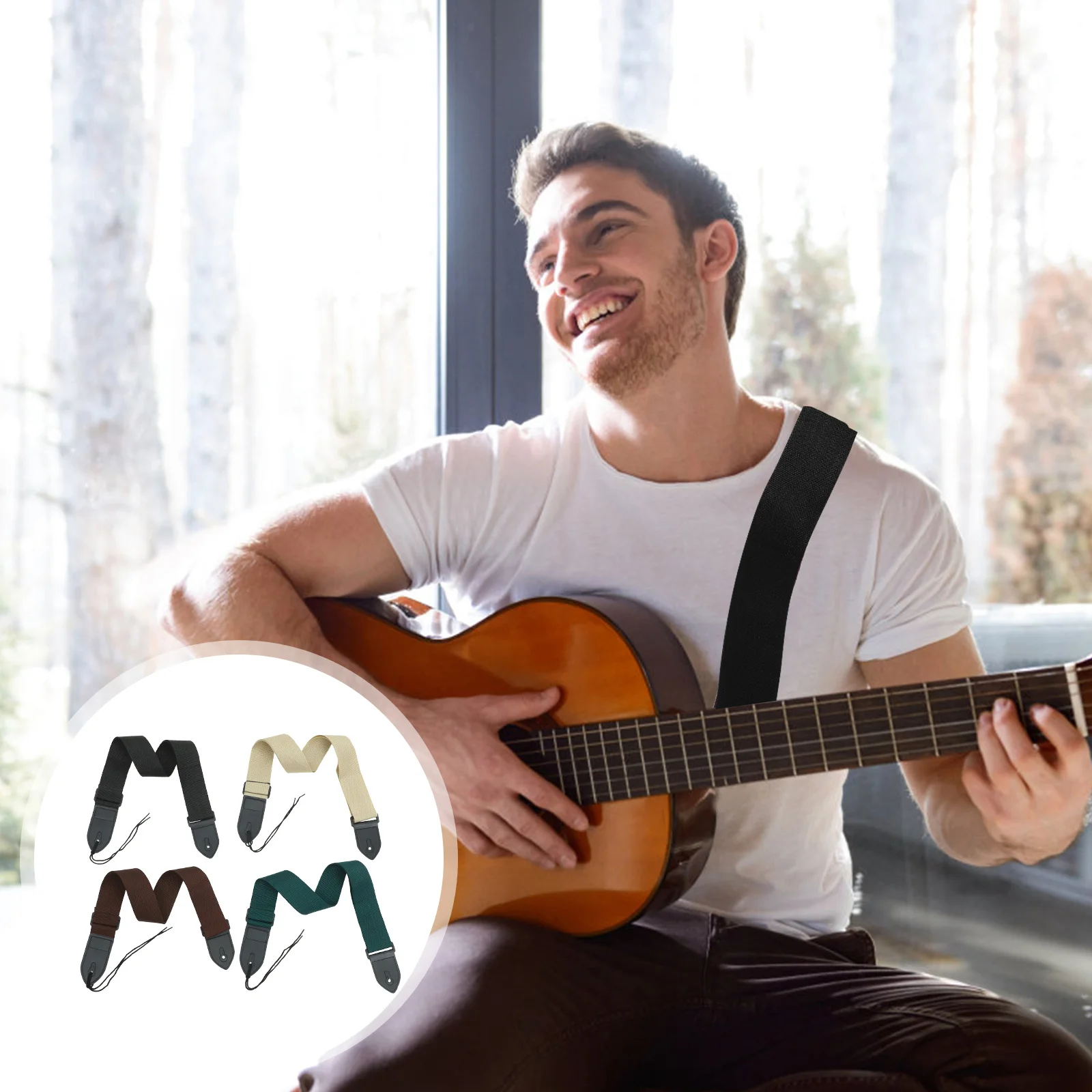 

4pcs Adjustable Guitar Strap Widened For Acoustic Electric Bass Guitar Comfortable Durable Wear Resistant Stretch Proof