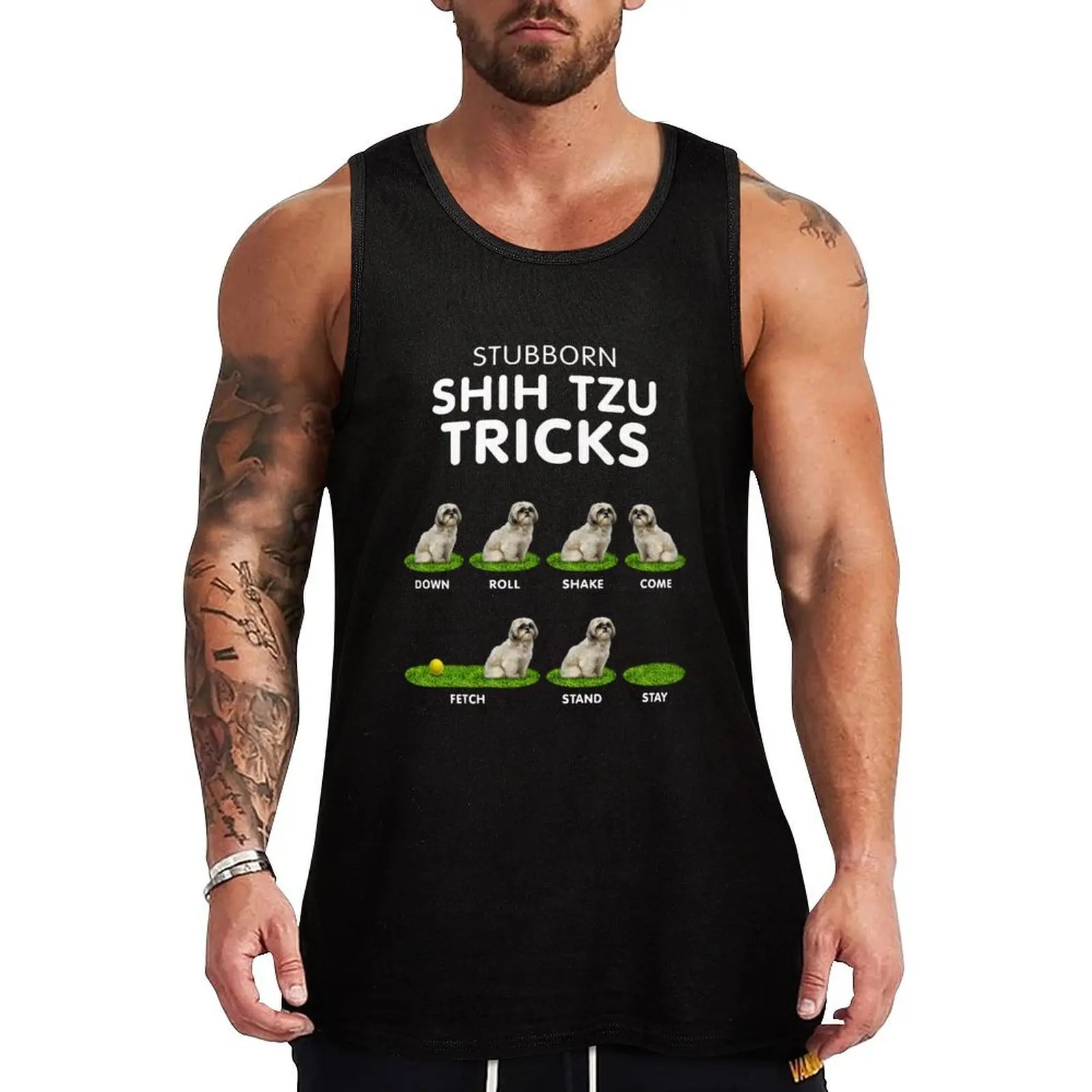 Funny Shih Tzu - Débardeur Dry Fit, débardeur sportif sans manches, absorbant l'humidité, pour Shih Tzu, rigolo, rigolo et mignon