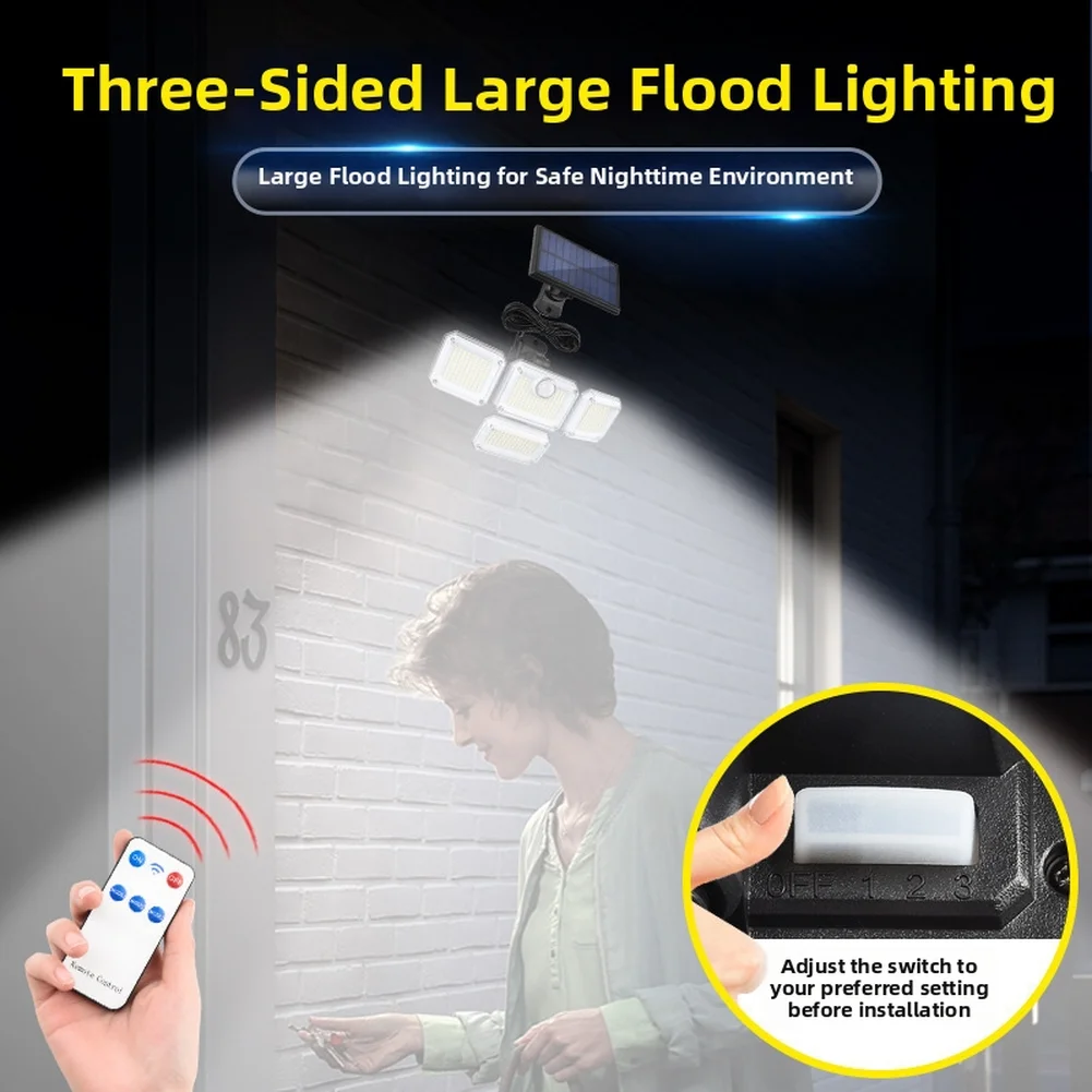 Four Headed Light Solar Wall Lights For Night Security Long-term Outdoor Use Weatherproof Design For Outdoor Courtyards
