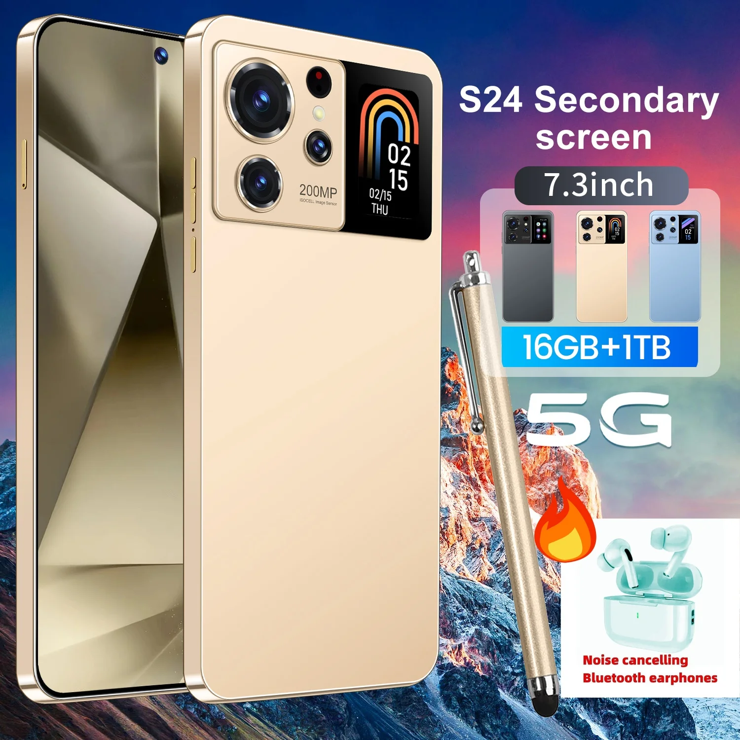 

S24 Ultra Android 13.0 5G Phone with 7.3-inch HD Screen Dual SIM 16GB+1TB Storage 6800mAh Battery Snapdragon 8 Gen2 72MP+108MP