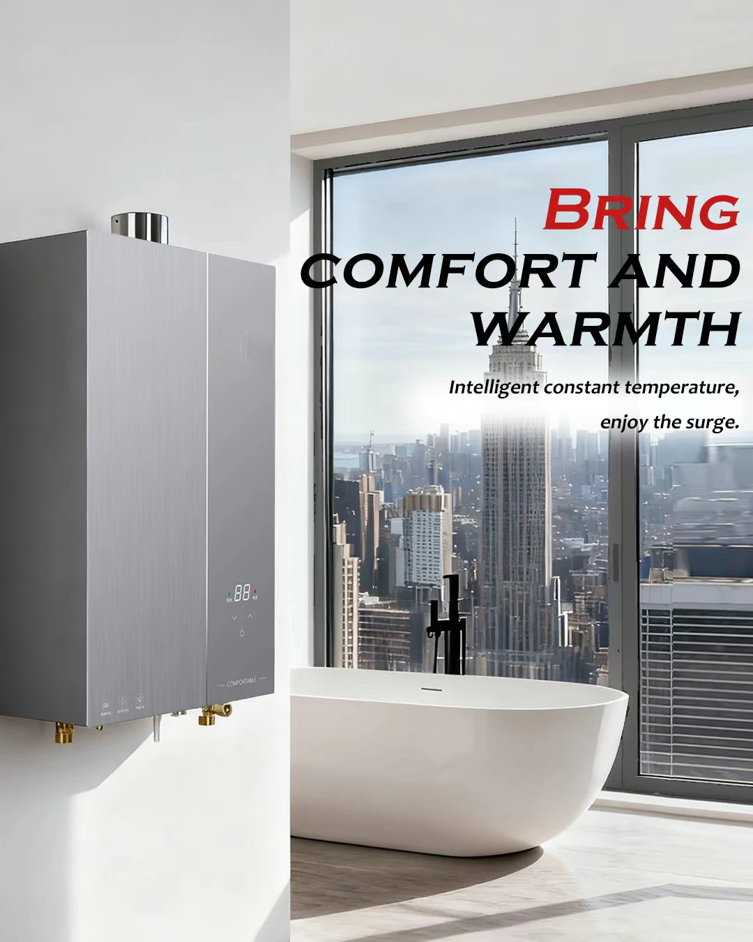 

Безрезервуарный водонагреватель природного газа, 12 л 16 л в помещении, постоянный натуральный водонагреватель с цифровым дисплеем по Фаренгейту