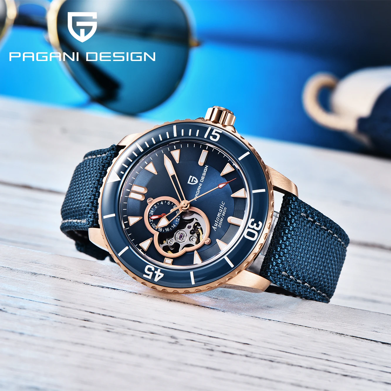 

Pagani Design Luxury Men's Automatic Mechanical Watch 44MM Sapphire Glass Nylon Strap NH39 Waterproof Chronograph Reloj Hombre