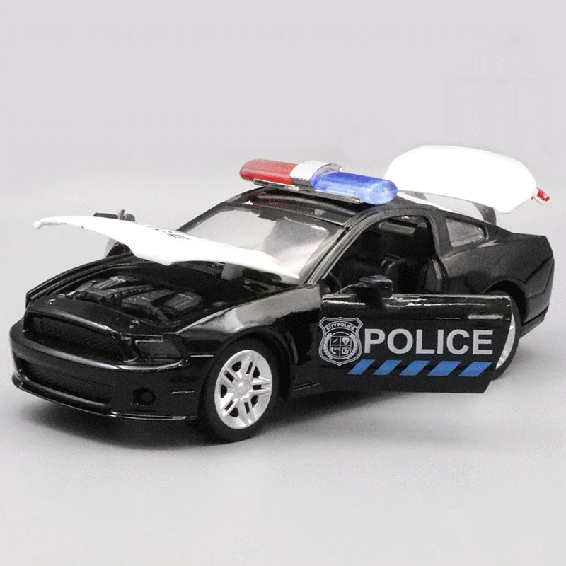 1:32 Scale Alloy Police Vehicle Model Pull Back Car Diecast Simulation Vehicle Model Decor Boys Toys Openable Door Police Car