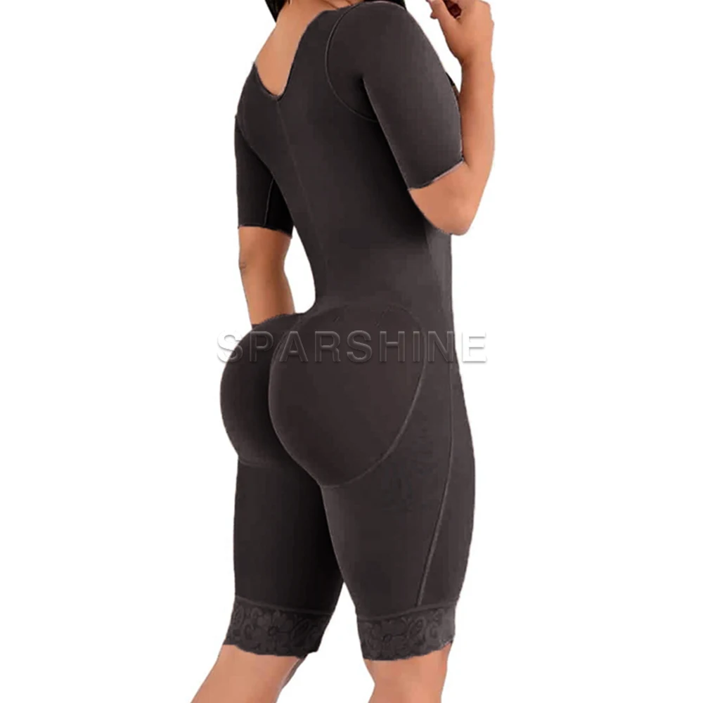 Fajas Reductoras Y Modeladoras Mujer Colombianas Корсет Bodysuit Slimming One-Piece Compression Girdle with Brooch Sleeves