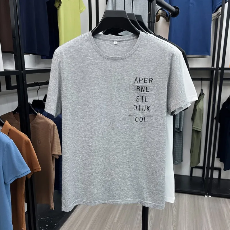 Short Sleeve Tee T-shirt Men Stylish Crew Neck Slim Fit Daily Wear Essential Basic