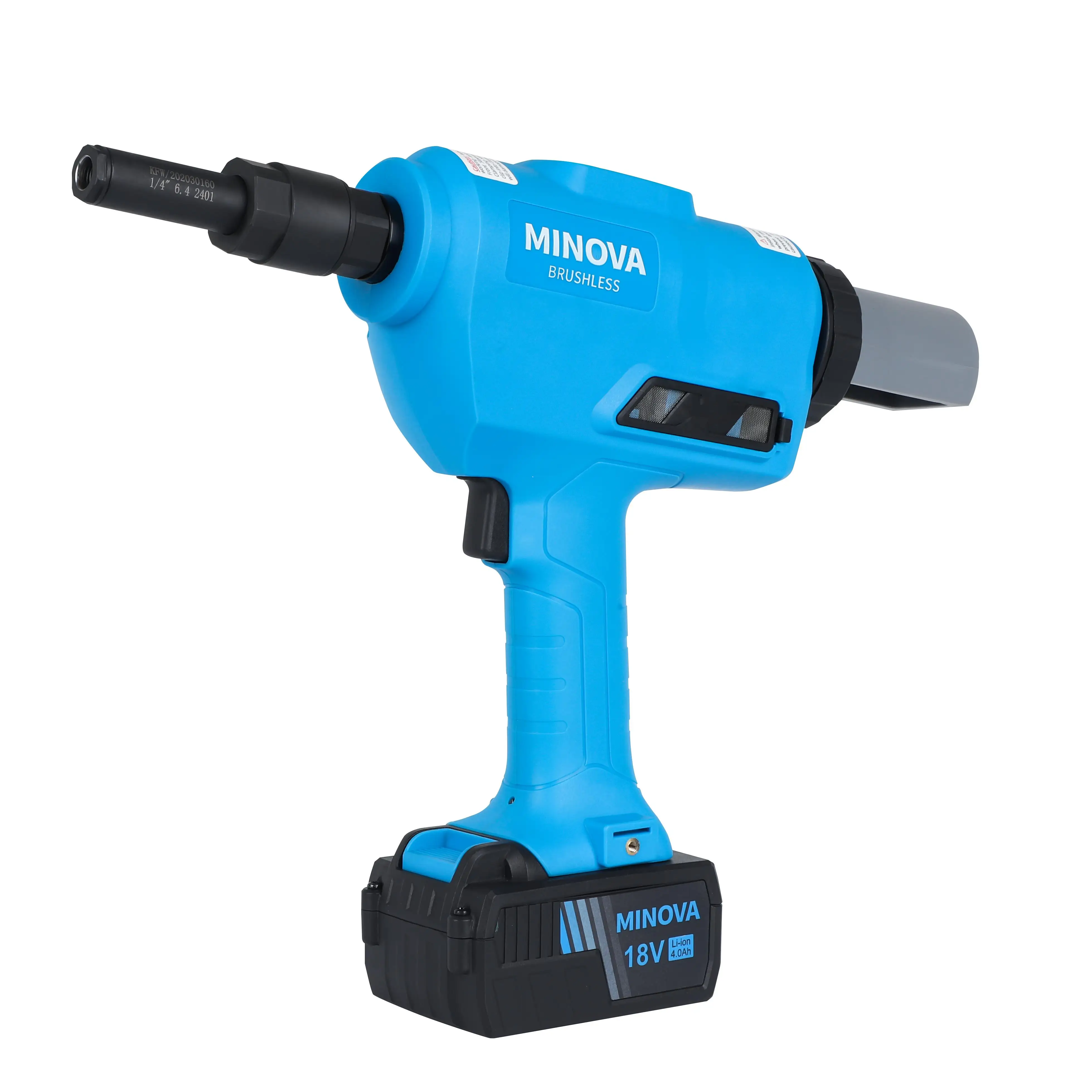 MINOVA 30KN Brushless Motor Wide Range Grip Riveting  Tool for 4.8mm 6.4mm Lockbolts Heim-lok