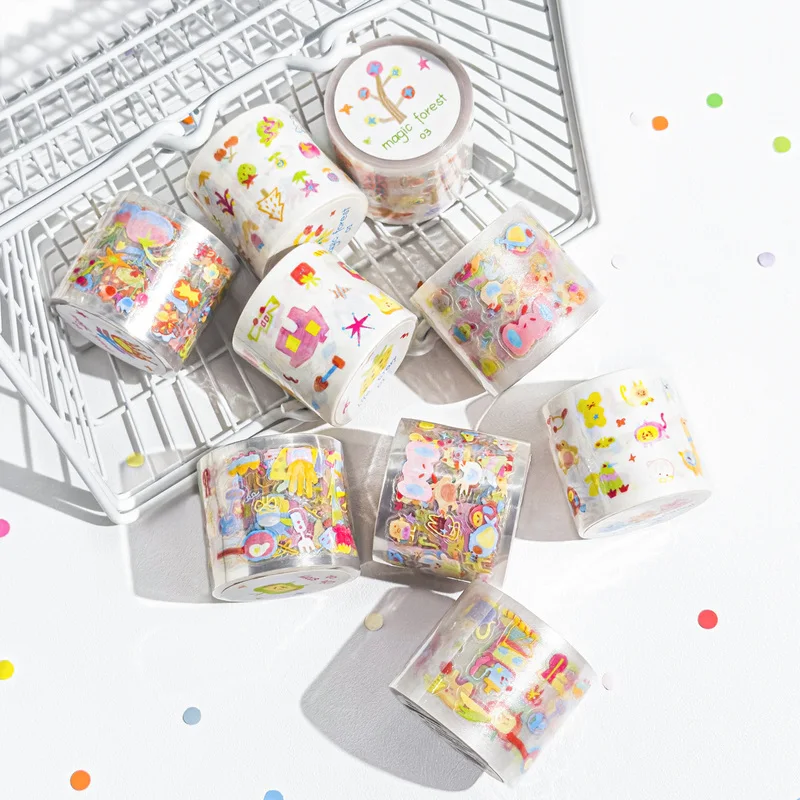 

300 см/рулон, причудливая милая мультяшная наклейка, лента для дневника, сделай сам, скрапбукинг, соль, наклейки для домашних животных, рулонный декор, мобильный планировщик, корейские канцелярские принадлежности