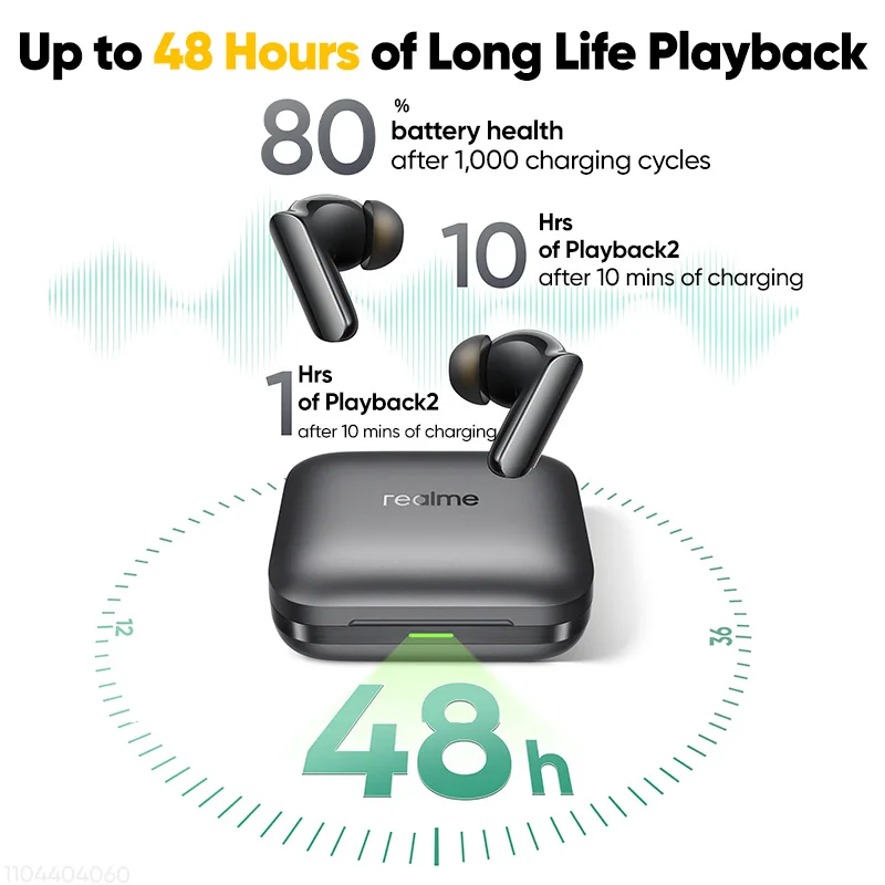 سماعة أذن Realme Buds Air 7 Pro مزودة بتقنية البلوتوث AI 53dB 5000 هرتز وإلغاء الضوضاء عالي الدقة LHDC 5.0 BT 5.4 عمر البطارية 48 ساعة IP55