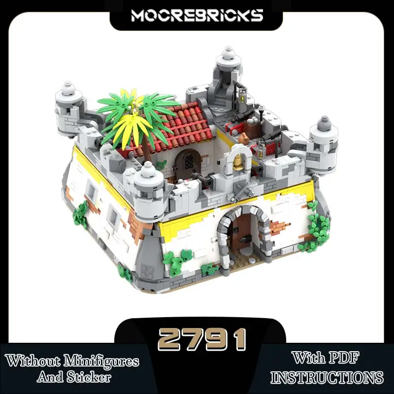 MOC- 199210   Mini juegos de bloques de construcción de Fort Medieval Modular, bricolaje, modelo creativo, Museo, colección clásica, ladrillos, juguetes para niños