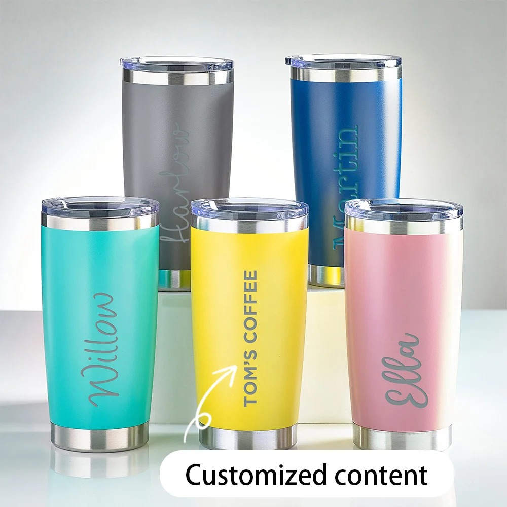 Personalized Tumbler Custom Name Text Engraved Stainless Steel Insulated Travel Mug Birthday Christmas Gift for Men Women Friend