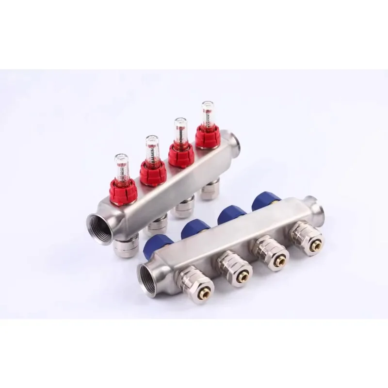 

Floor heating water separator 316 stainless steel with flowmeter High water inlet intelligent manual monomer 2 to 10 ways