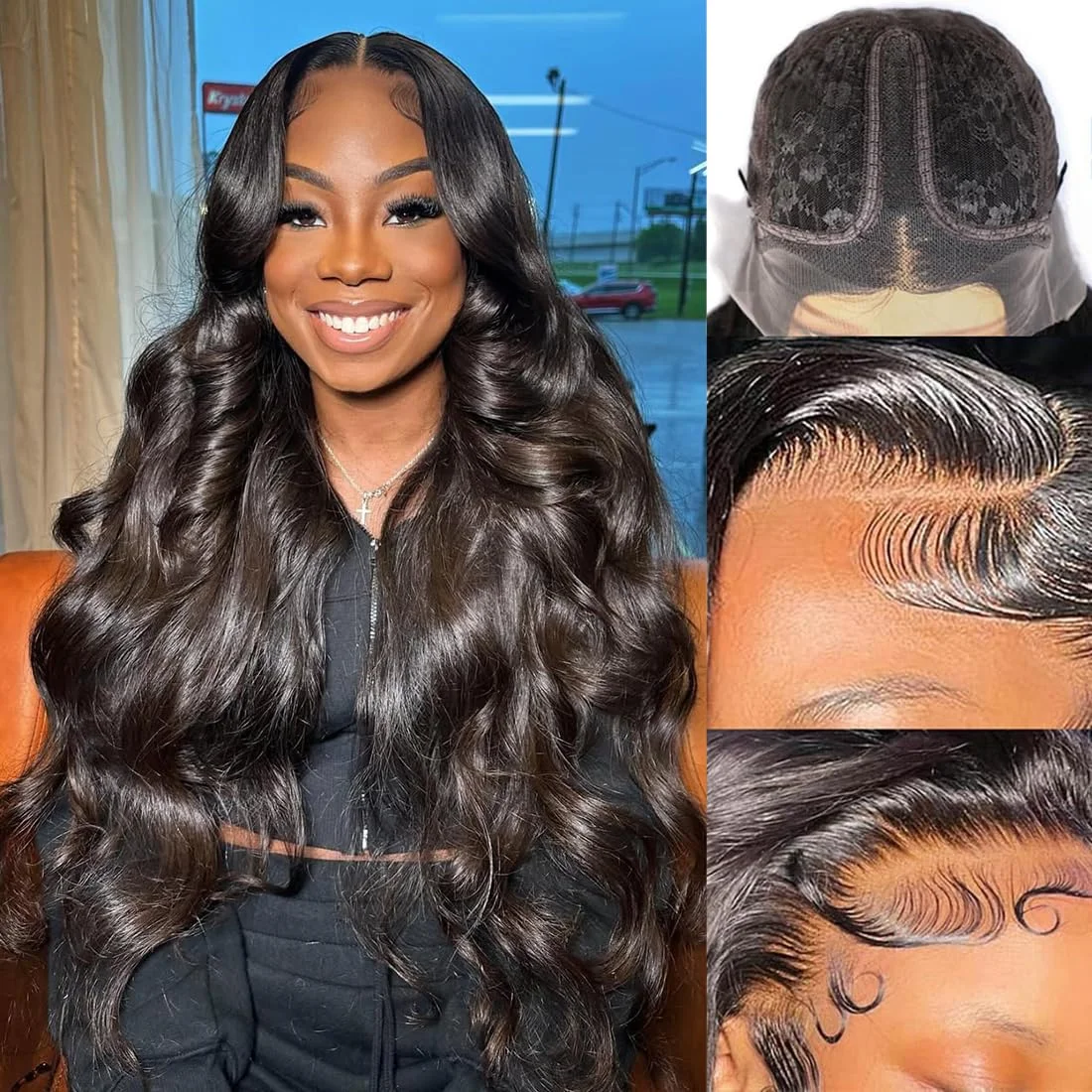 

Gossip 13x6x1 HD Lace Frontal Wigs Black Body Wave Lace Front Human Hair Wigs T Part Virgin Human Hair for Women