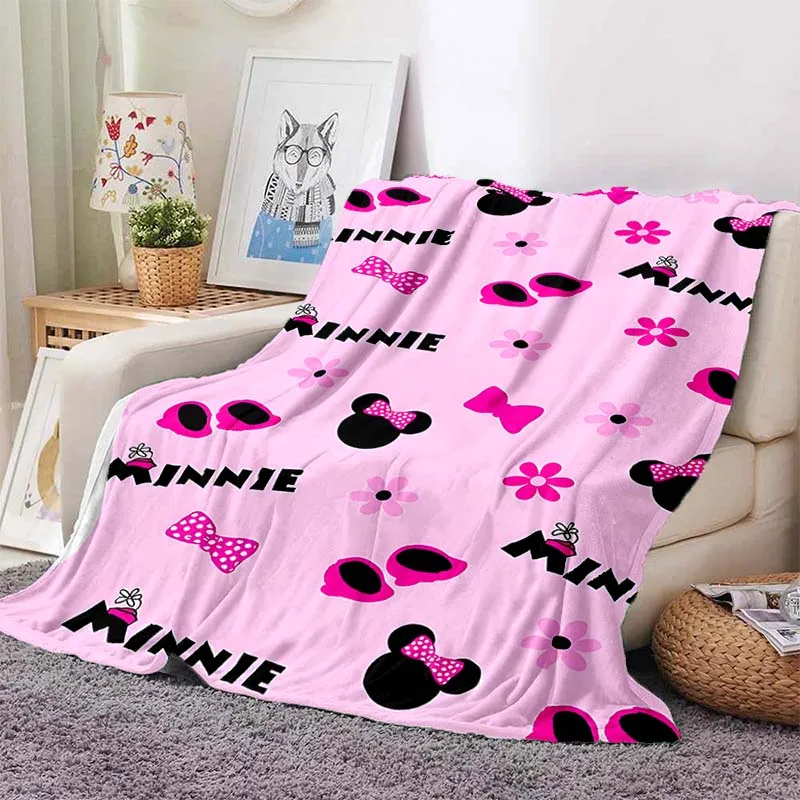 6 Sizes Warm Soft Disney Cute Minnie Custom Blanket Fluffy Children and Adults  Sofa Plush Bedspread Throw Blanket for Sofa Bed