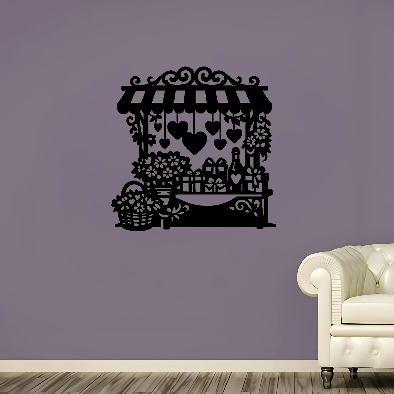 Heart Floral Iron Wall Art Powder Coated Metal Sculpture Romantic Living Room Garden Fence Valentine Wedding Home Decor Gift