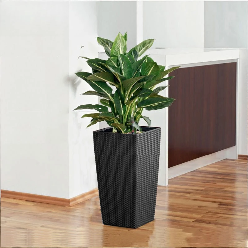 

Rattan wicker straw woven floor-to-ceiling large flower pot woven flower basket pastoral retro garden decorative ornament