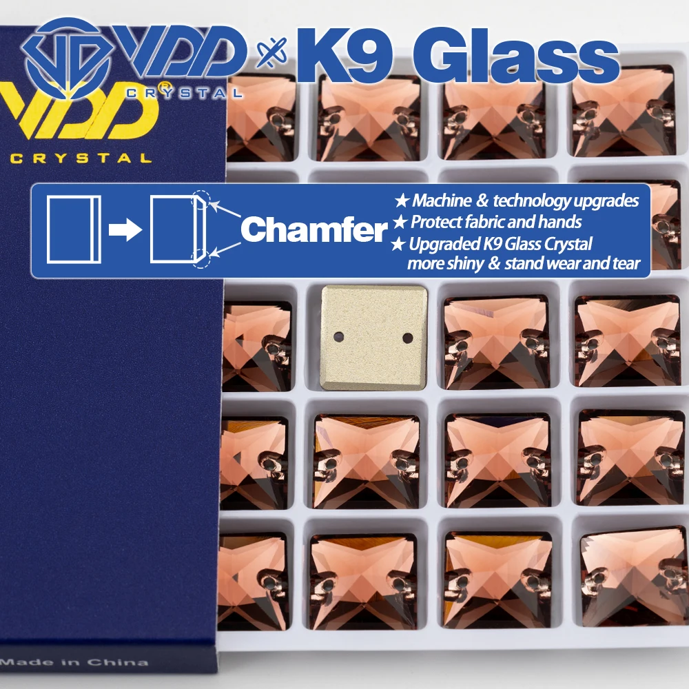 VDD S111 Wein Quadratische AAAAA Top-Qualität K9 Glas Aufnähbare Strasssteine Kristall Flache Steine zum Aufnähen für Kleidungsdekorationen – Detail 2