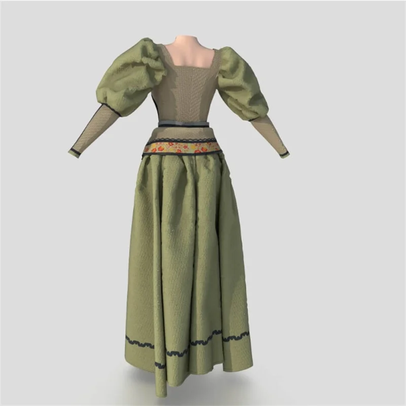 1886s Victorian Vintage Green Regency Renaissance Dress Tea Party Ball Gown Civil War  Theater Ball Gown