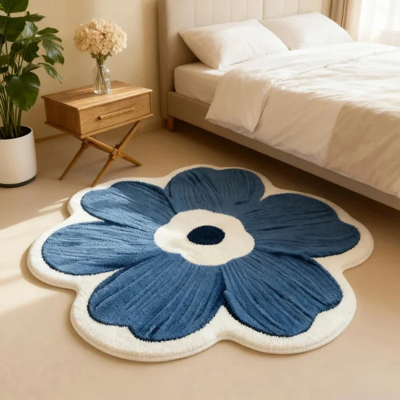 Flower Pattern Bedroom Decor Plush Carpet Fluffy Soft Carpets for Living Room Thick Washable Lounge Floor Mat Home Anti-slip Rug