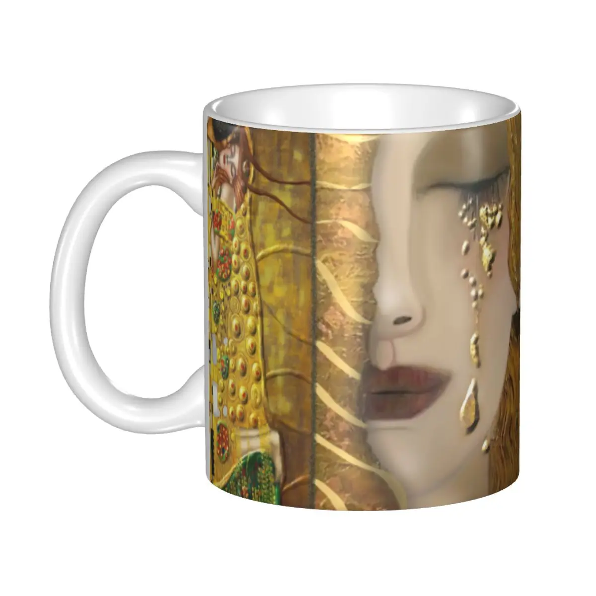 Personalized Gustav Klimt Mugs Custom The Kiss Coffee Ceramic Mug Creative Gift Men Women Outdoor Work Camping Cups And Mugs