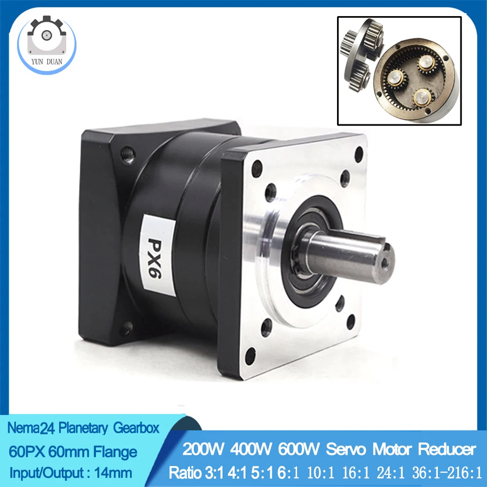 

Nema24 60mm Flange 200W- 600W Servo Motor Planetary Reducer Speed Gear Ratio 3:1,5:1,10-216:1 Planetary Gearbox Brushless Motor