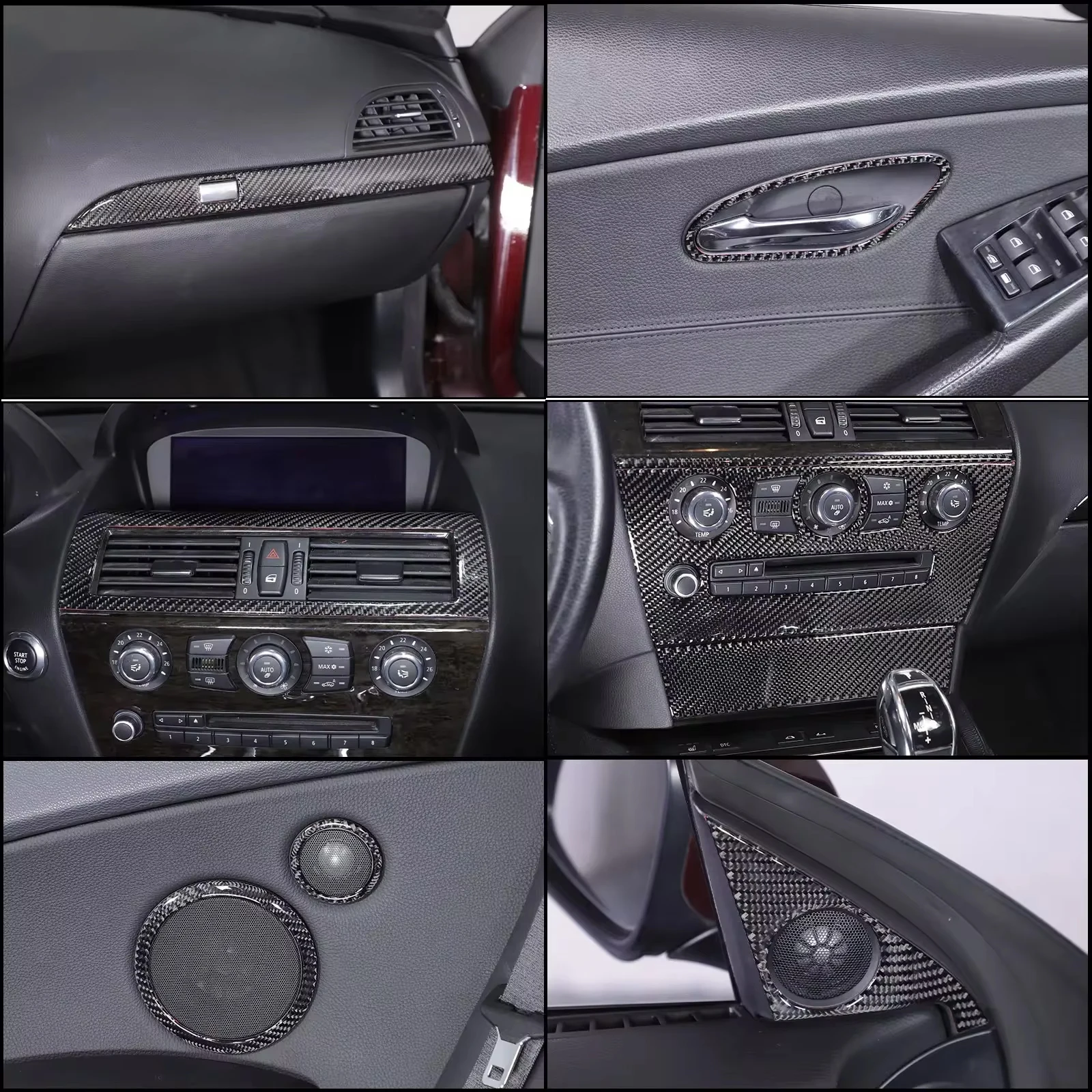 For BMW 6 Series Coupe E63 E64 2004-2009 Soft Carbon Fiber Car Gear Panel Central Control Instrument Panel Sticker Accessories