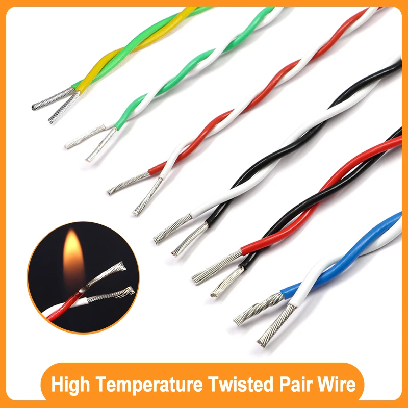 

1 ~ 10m High Temperature Twisted Pair Wire 26 24 22 20 18 17 15 13AWG AFS200 FEP Insulation 2Pins Electronic Signal Copper Cable