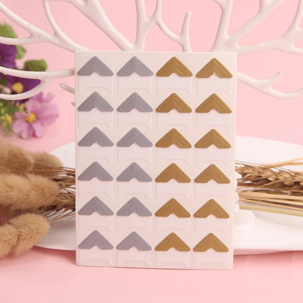 48 Pcs/Lot Gold Silver Combination Corner Paper Scrapbooking Stickers Photo Album Protect Photo Frame Albums Decoration Paster