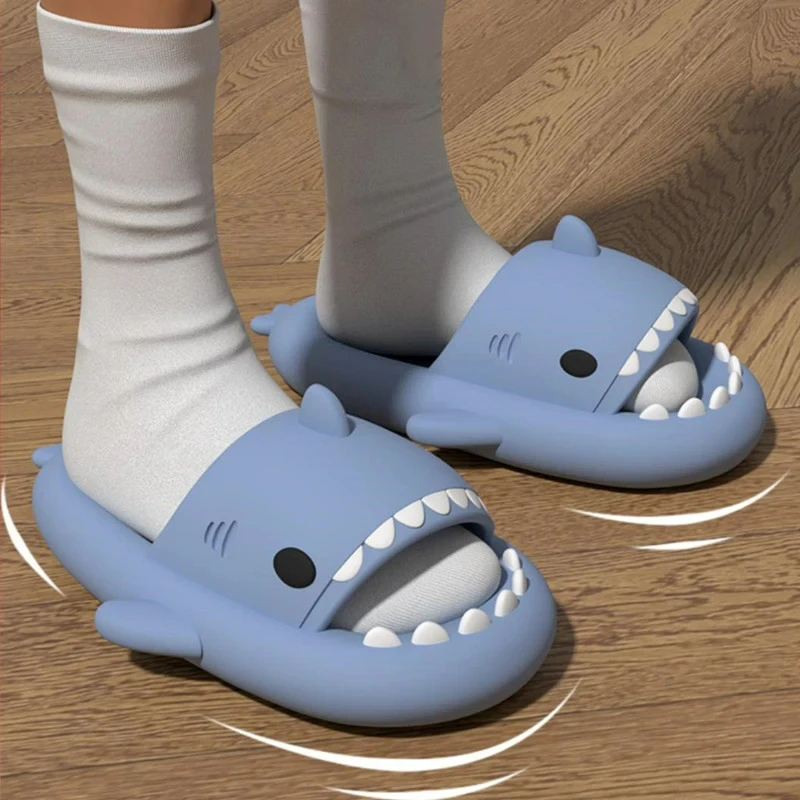 Crestar Girls Boys Shark Pattern Slippers New Children Cute Cartoon Slippers Home Non-slip Soft Sandal Kids Outdoor Beach Slides