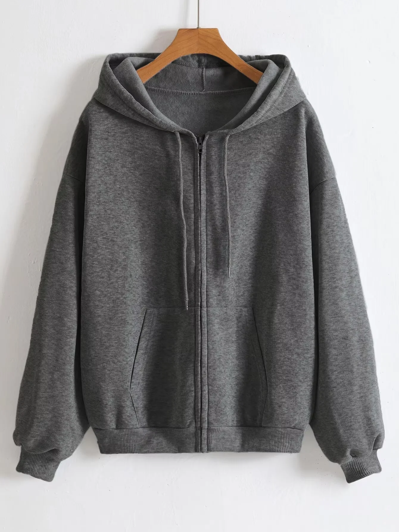 Oversize Women Hoodies Casual Solid Zip Up Hooded Sweatshirt Harajuku Korean Loose Couple Hoodie Jacket Coat Streetwear - view 5