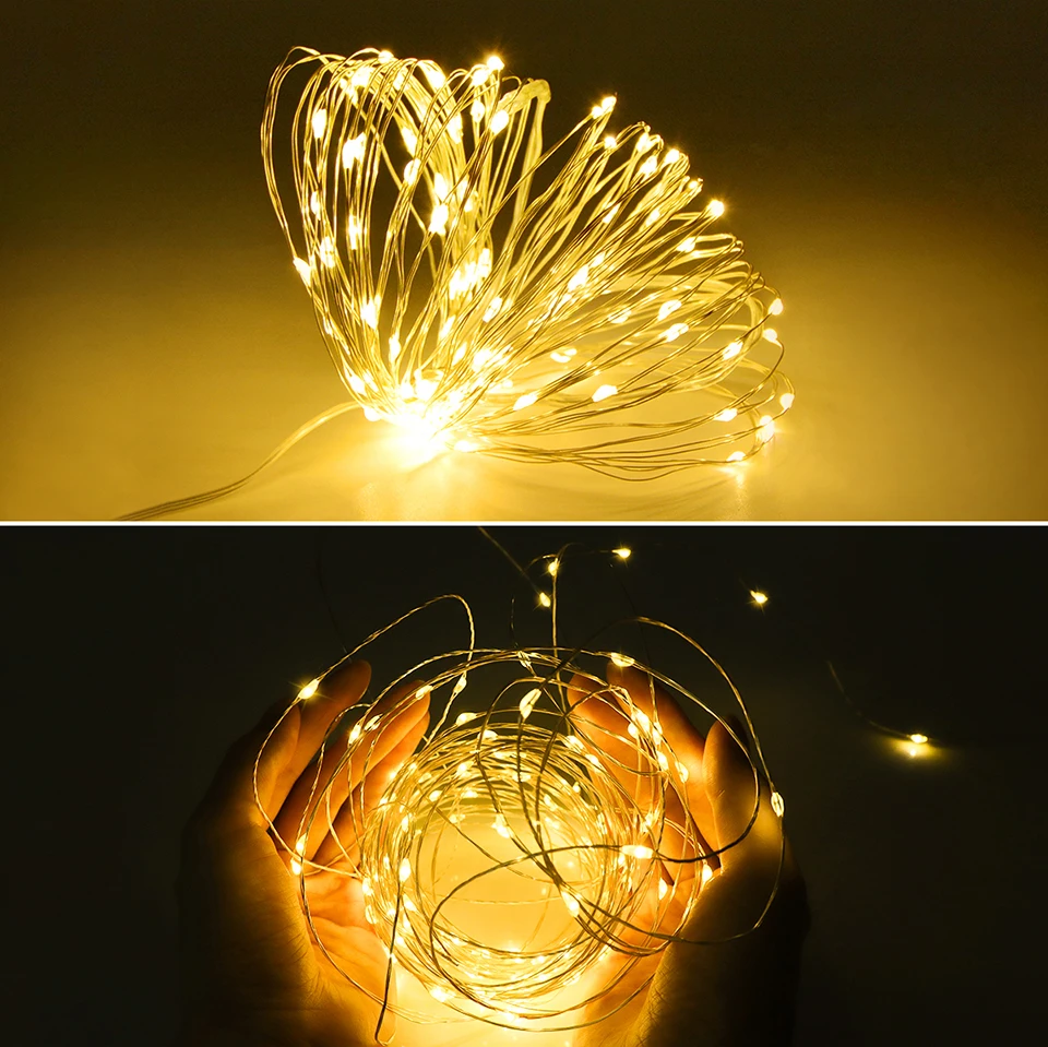 EU Power Supply LED Copper Wire Fairy Lights String 10/20/30/50M Holiday Party Home Decoration Lamp For Christmas Garden Decor