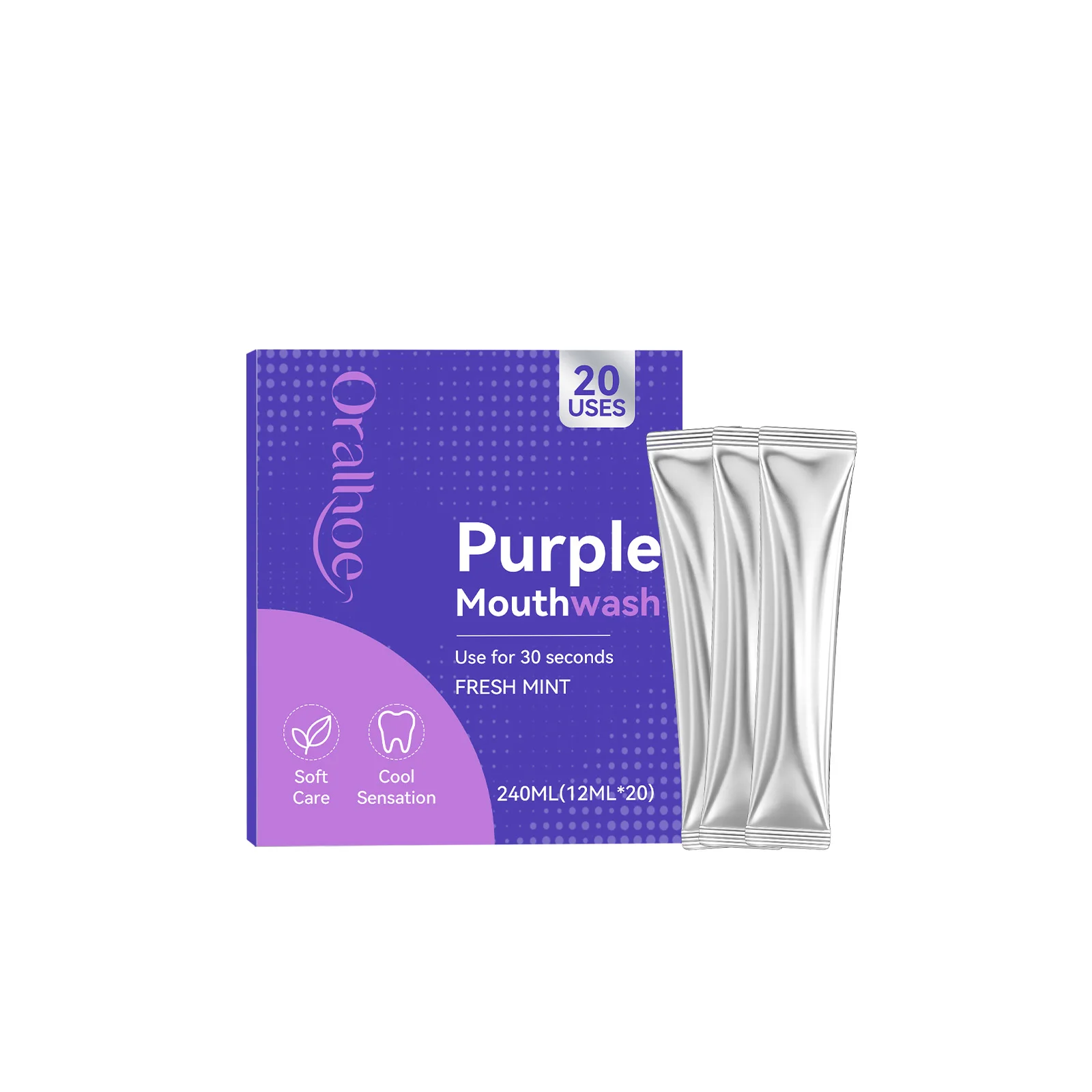 Individual Pack Purple Mouthwash Fresh Mint Teeth Whitening Mouth Wash Portable Individual Pack Bad Breath Removal Oral Care Rin