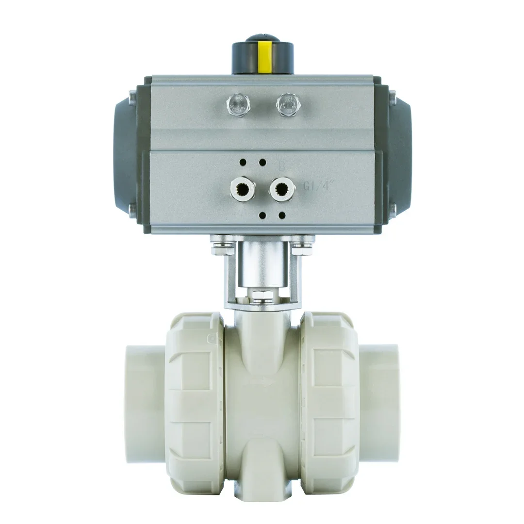 

Q661F 10PPH plastic pneumatic ball valve PPR beige hot melt union double order