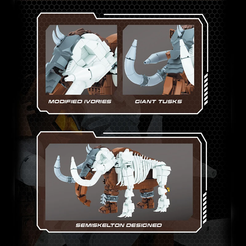 الإبداعية 1310 قطعة Semiskelton الماموث اللبنات الجوراسي نماذج للحيوانات مكتب منزلي الديكور تجميع الطوب لعبة هدية للطفل #5