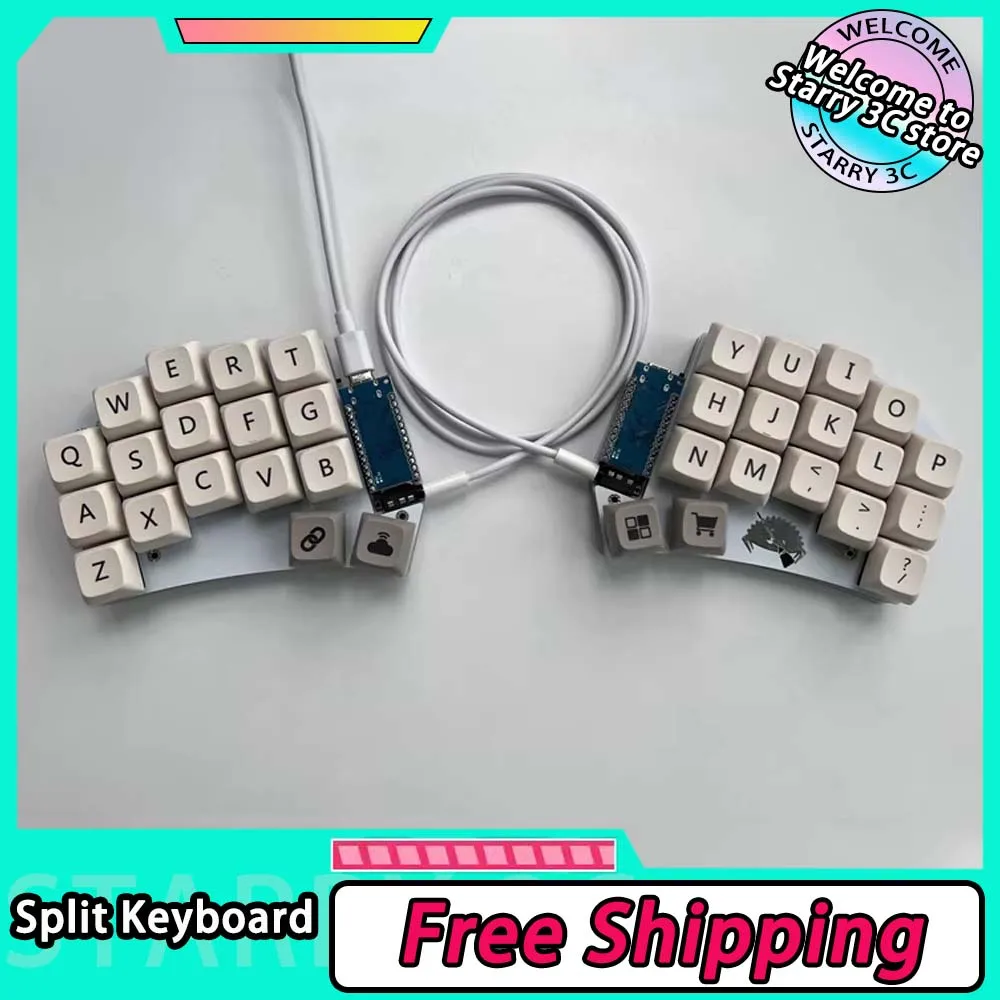 Split Keyboard Kit 34 Keys Keyboard DIY Macro QMK Keyboard Nor-RGB Macro Mechanical Games Hot Swap Sweep Keyboard Customized