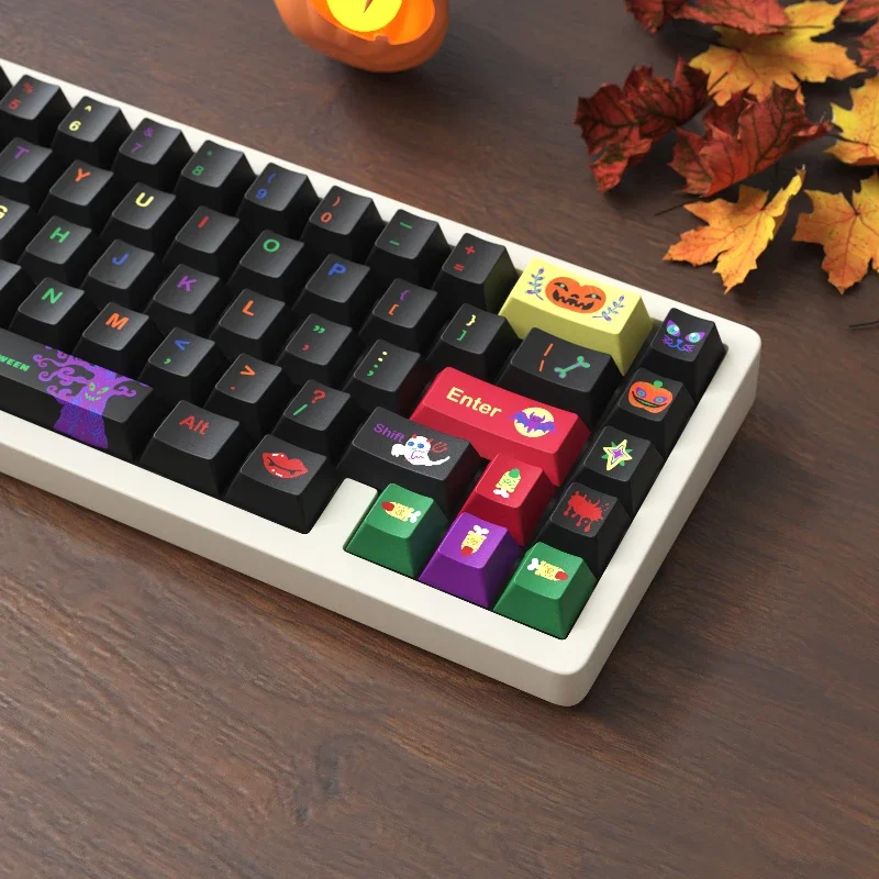 Halloween Theme Keycaps Set PBT Korean Japanese Russian Keyboard Caps Cherry Profile for Mechanical Keyboard Accessories 134key