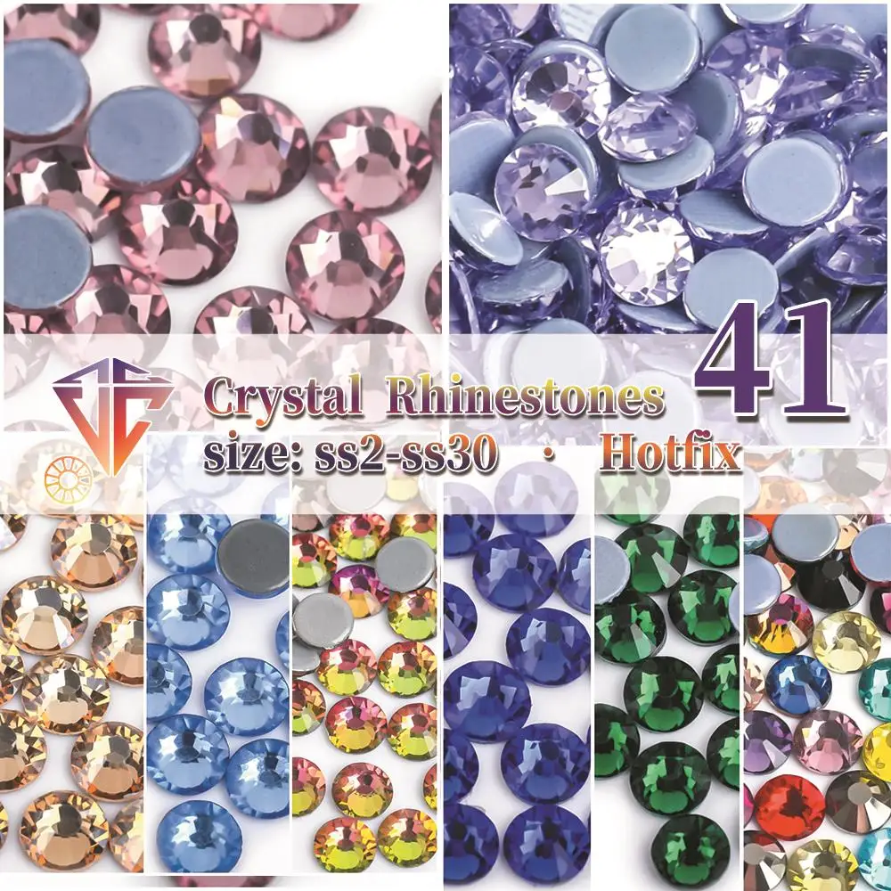 VC Glass SS3~SS30 AAAAA Top Quality Crystal Hotfix Nail art Rhinestone Super Bright Glass Strass 3D Nail Art Decoration