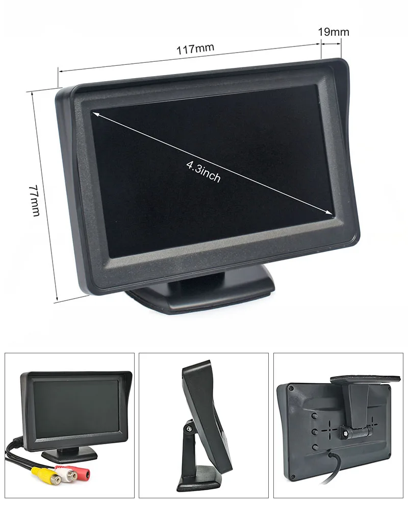 DIYKIT 4.3inch AHD 800*480 Rear View Car Monitor Backup Monitor for AHD Camera CVBS Car Camera