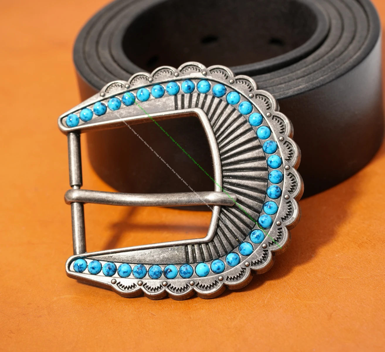 38 مللي متر الرجال خمر الفضة معدن جنوب غرب الفيروز حبة البطانة صدفي دبوس حزام مشبك الجلود الحرفية مشبك صالح 38 مللي متر حزام